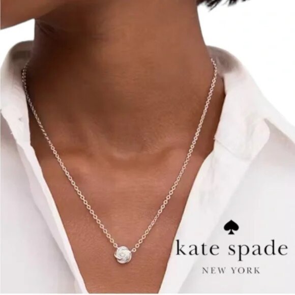 Kate Spade Infinity & Beyond Knot Necklace Silver Tone NWT - Picture 2 of 5